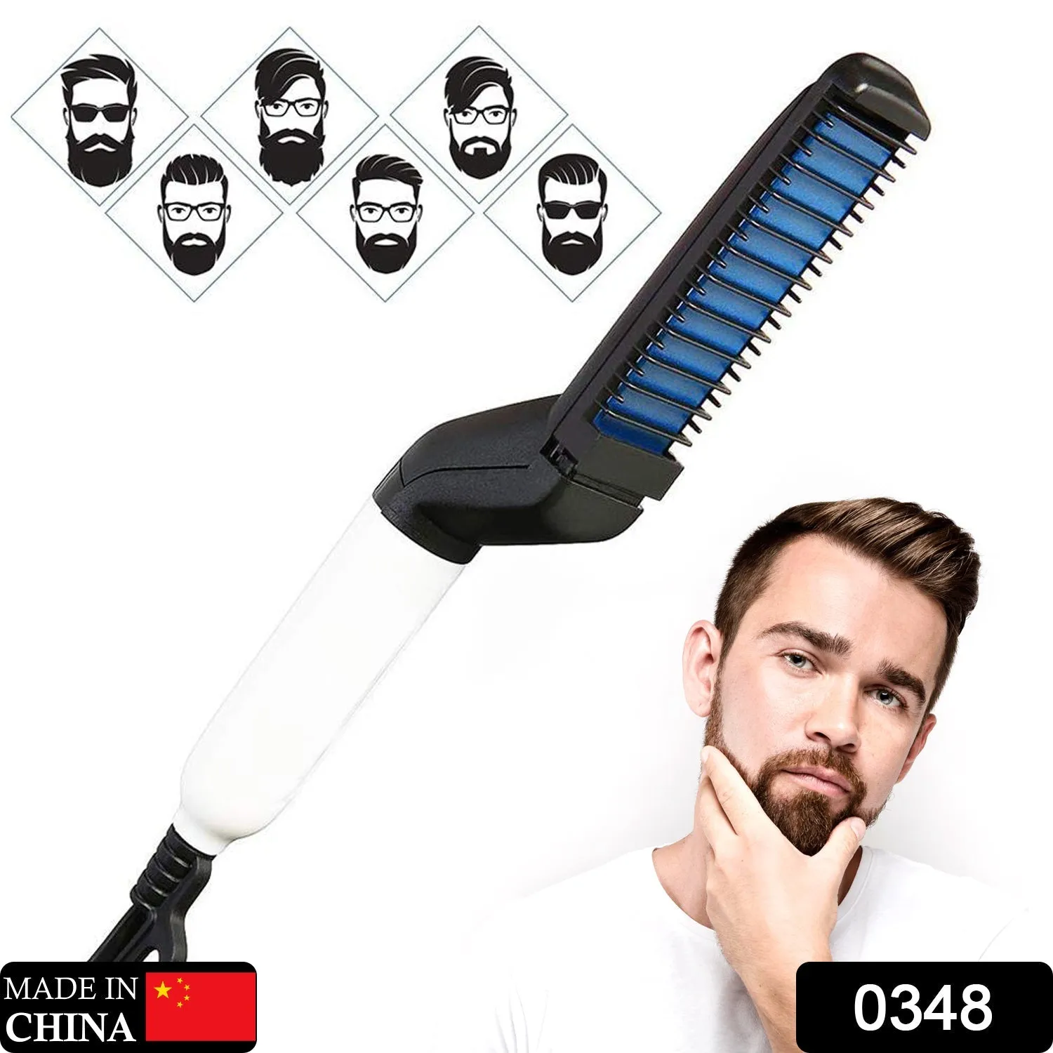 0348 Men's Beard and Hair Curling Straightener (Modelling Comb)