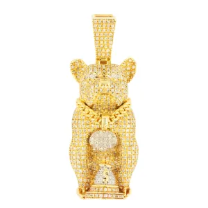 10k Yellow Gold 1.27ctw Diamond Champion Bulldog Pendant