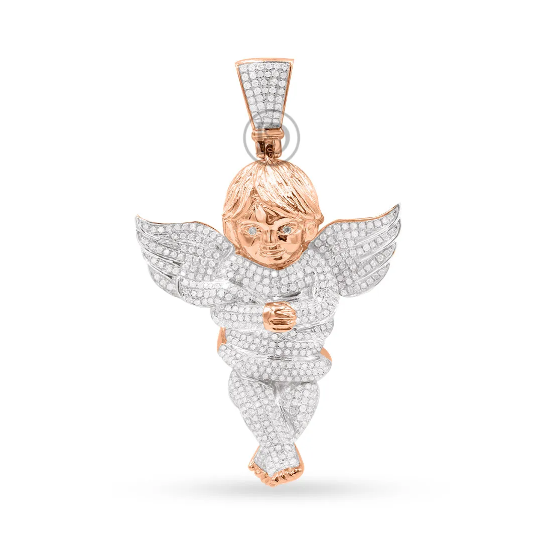 10K Yellow Gold Angel Pendant With 2.18CT Diamonds