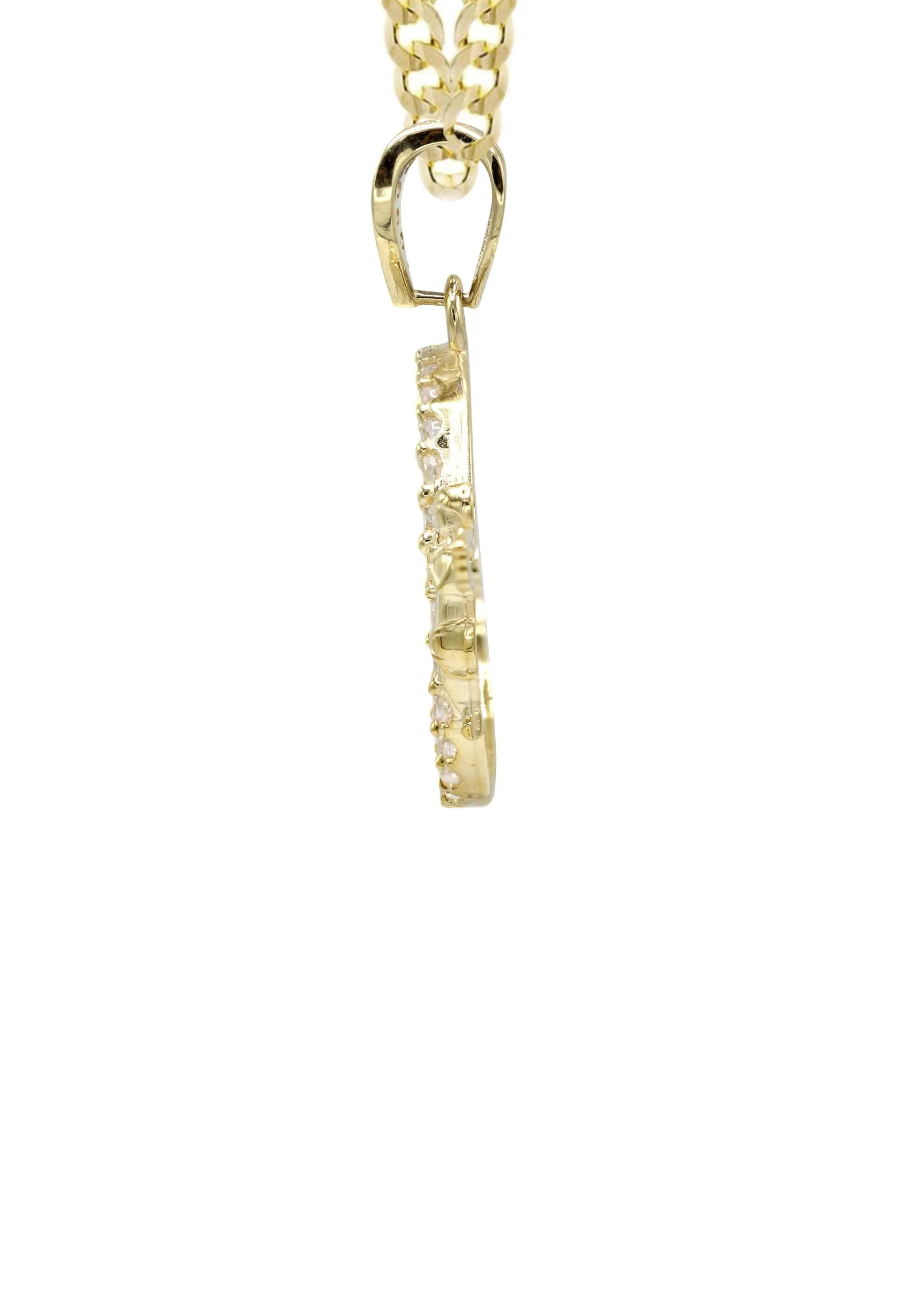 10K Yellow Gold CZ Picture Pendant Necklace | Appx. 13.4 Grams