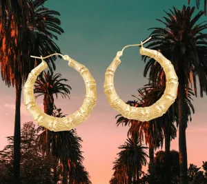 10kt Gold Bamboo Hoop Earrings