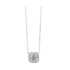 10Kt White Gold Diamond 1/20Ctw & White Topaz 3/8Ctw Pendant