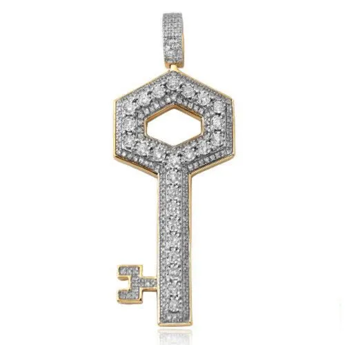 10KY 0.65CTW ILLUSION SET DIAMOND 3-D KEY PENDANT