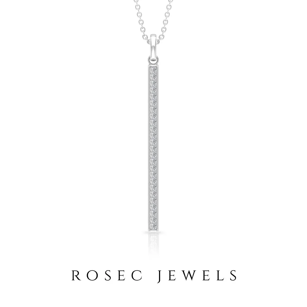 1/4 CT Diamond Vertical Bar Drop Pendant