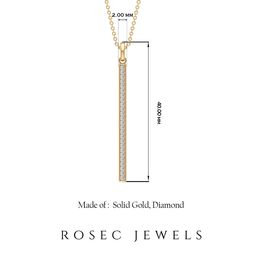 1/4 CT Diamond Vertical Bar Drop Pendant