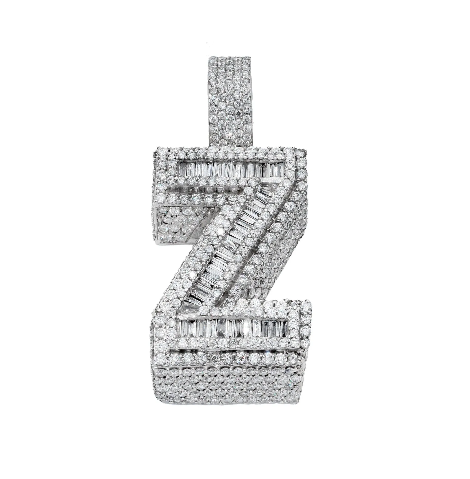 14k Baguette Initial Pendant Letter Z 7.50 ctw