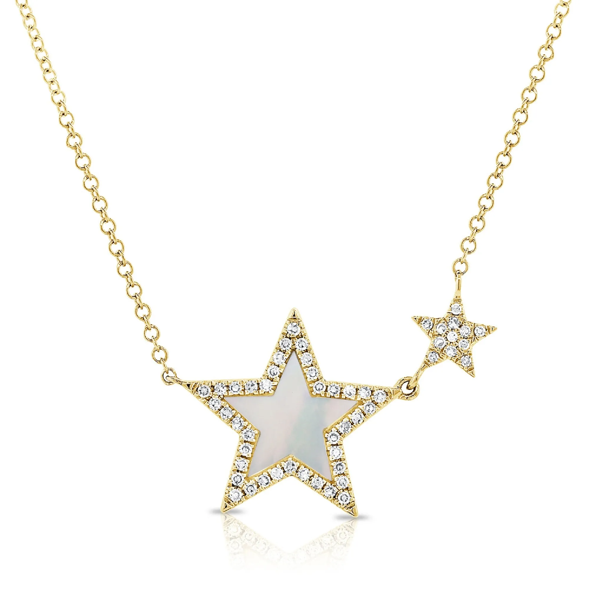 14k Gold Pearl & Diamond Star Necklace