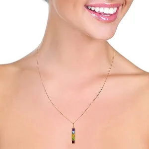 14K Solid Rose Gold Necklace w/ Natural Multi Gemstones