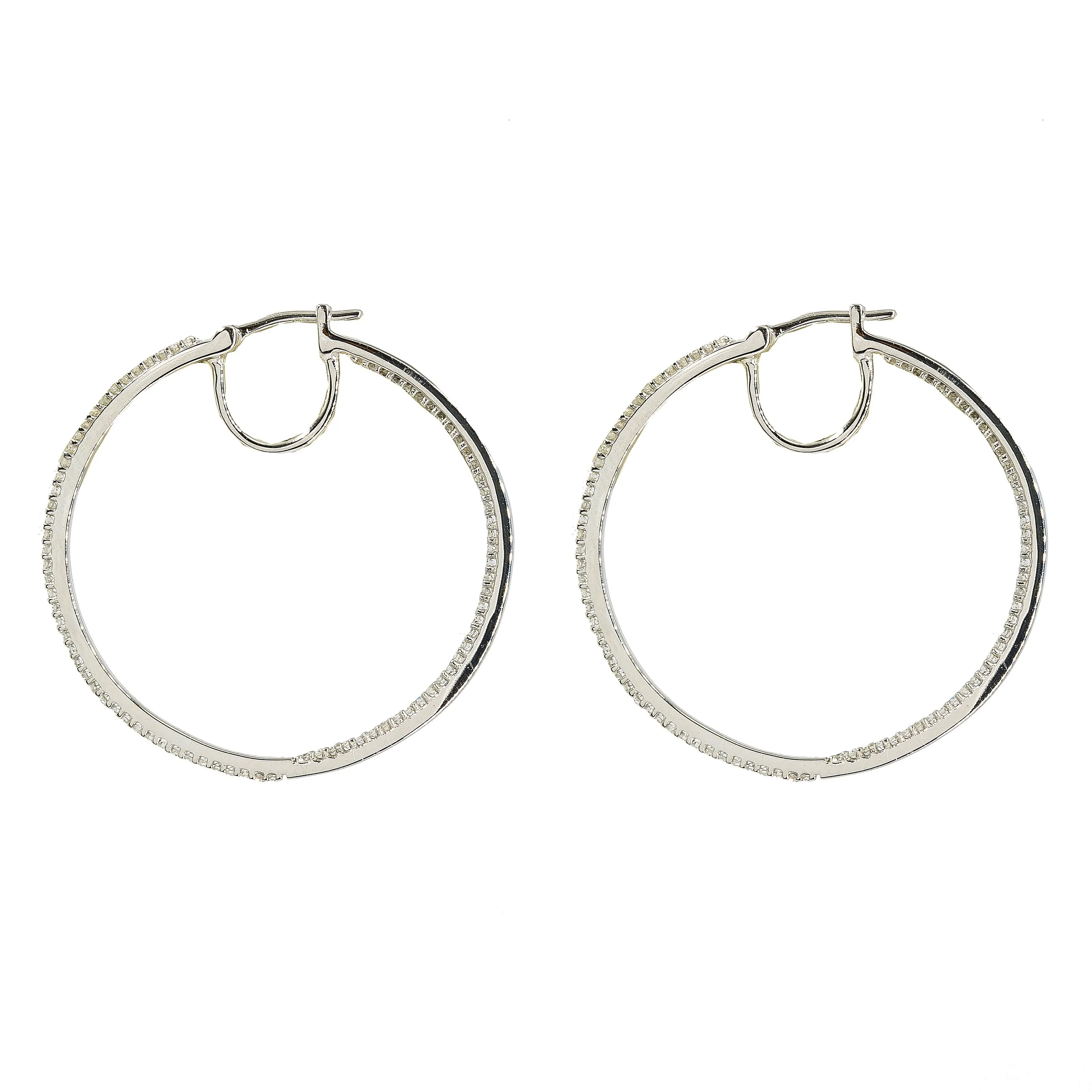 14K White Gold Diamond Hoop Earrings W/ 0.50ct VS-SI Diamonds