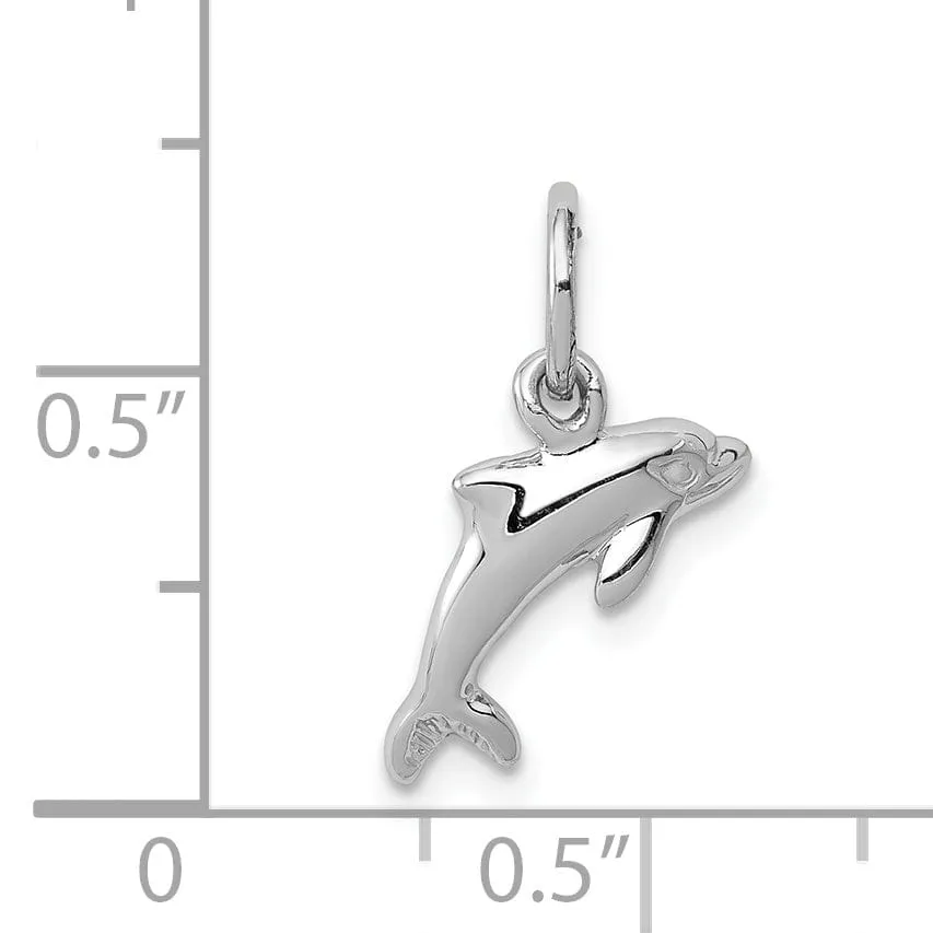 14k White Gold Dolphin Charm Pendant