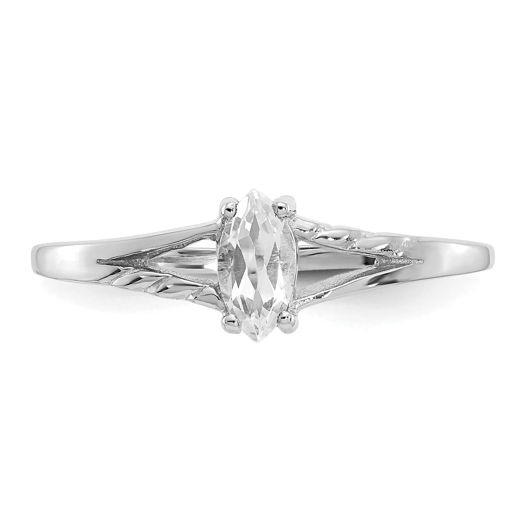 14k White Gold Genuine White Topaz Birthstone Ring