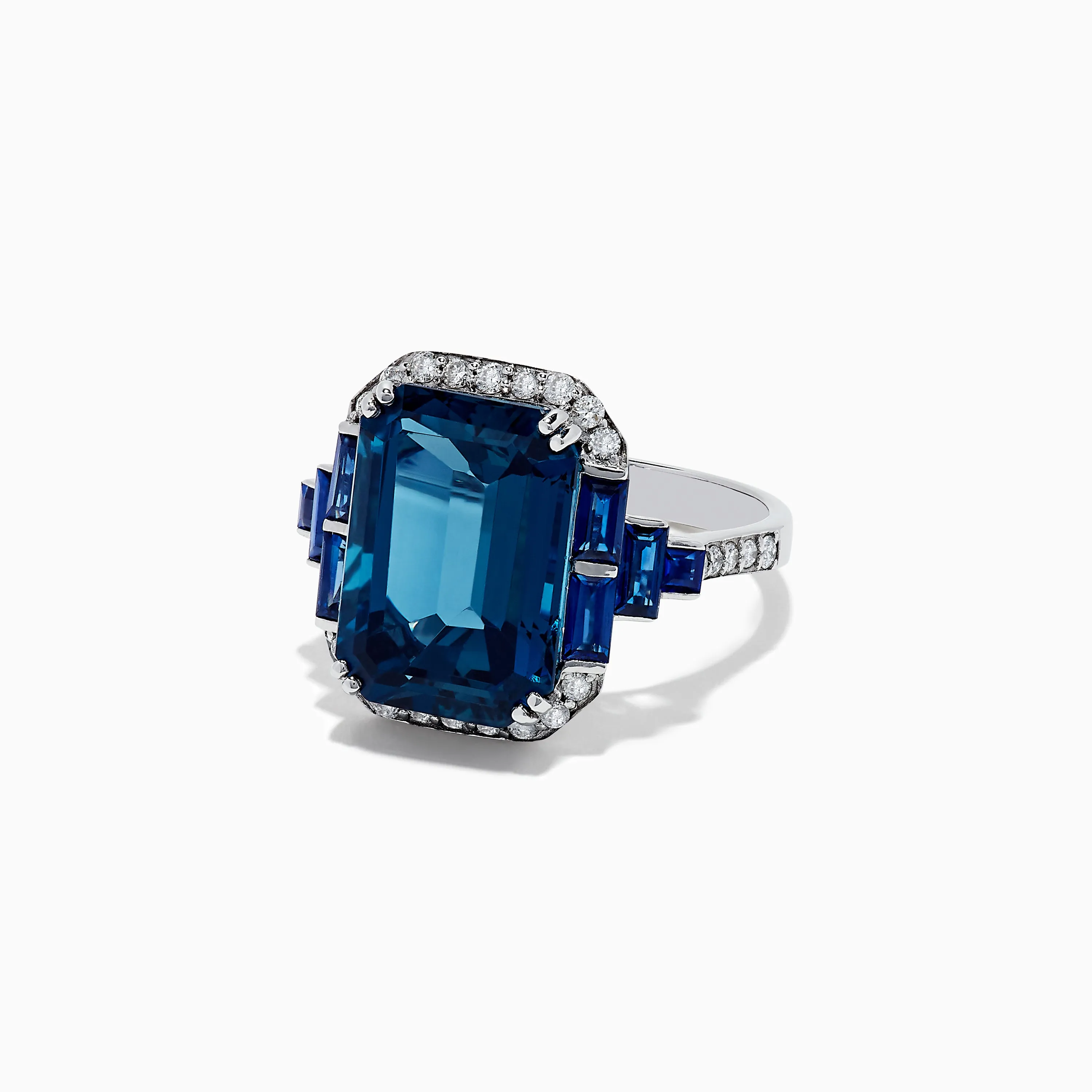 14K White Gold London Blue Topaz and Diamond Ring, 9.47 TCW