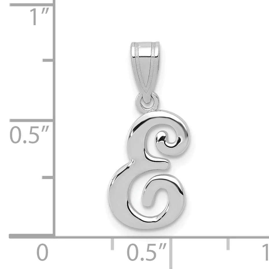 14K White Gold Medium Size Script Design Letter E Initial Charm Pendant