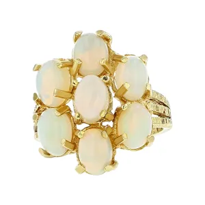 14K Yellow Gold Cabochon Opal Cluster Ring