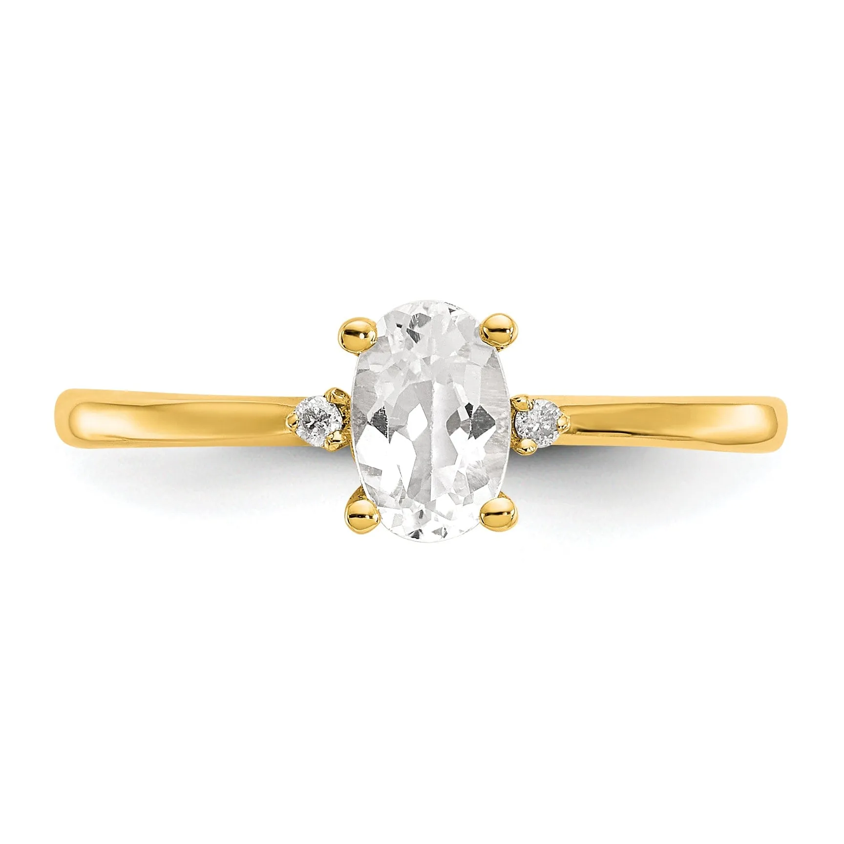 14k Yellow Gold Diamond White Topaz Ring