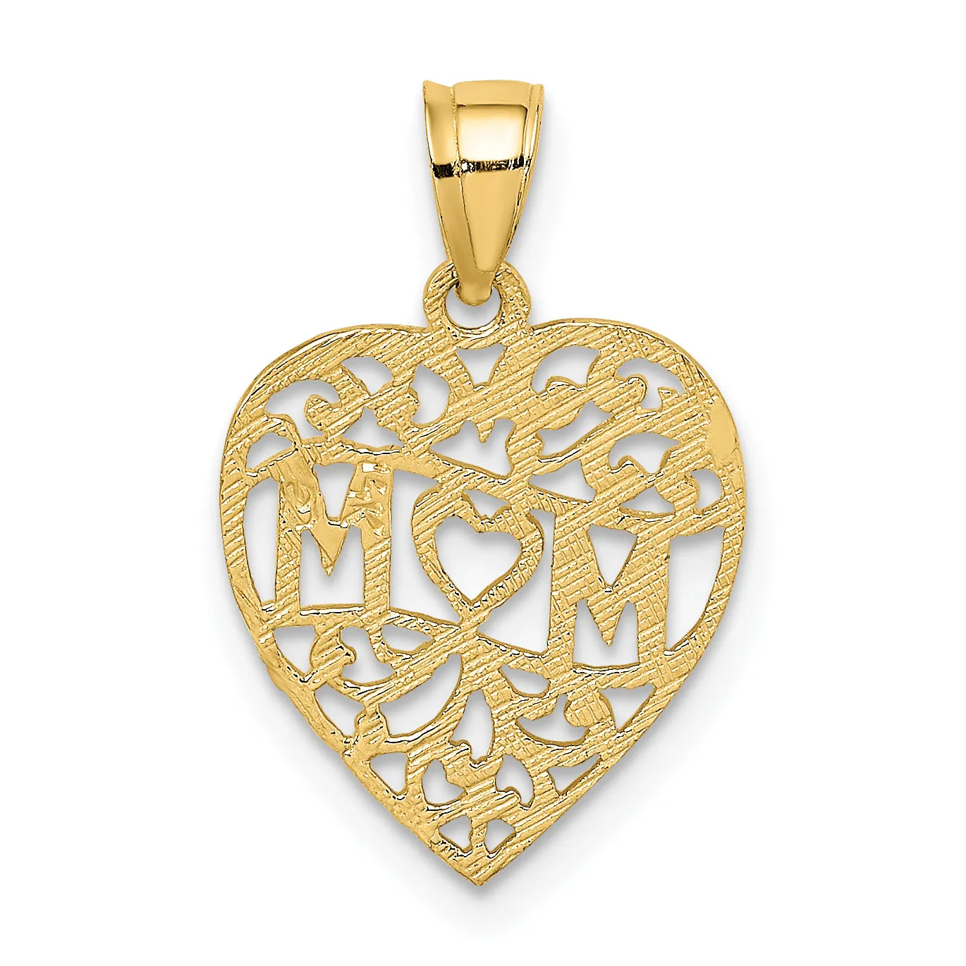 14k Yellow Gold MOM in Heart Charm Pendant