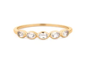 14k Yellow Gold Oval Topaz Stacker Ring (I6193)