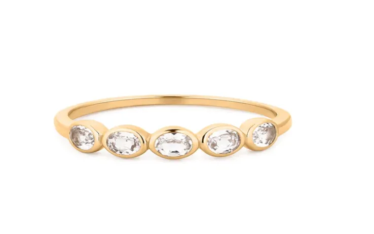 14k Yellow Gold Oval Topaz Stacker Ring (I6193)