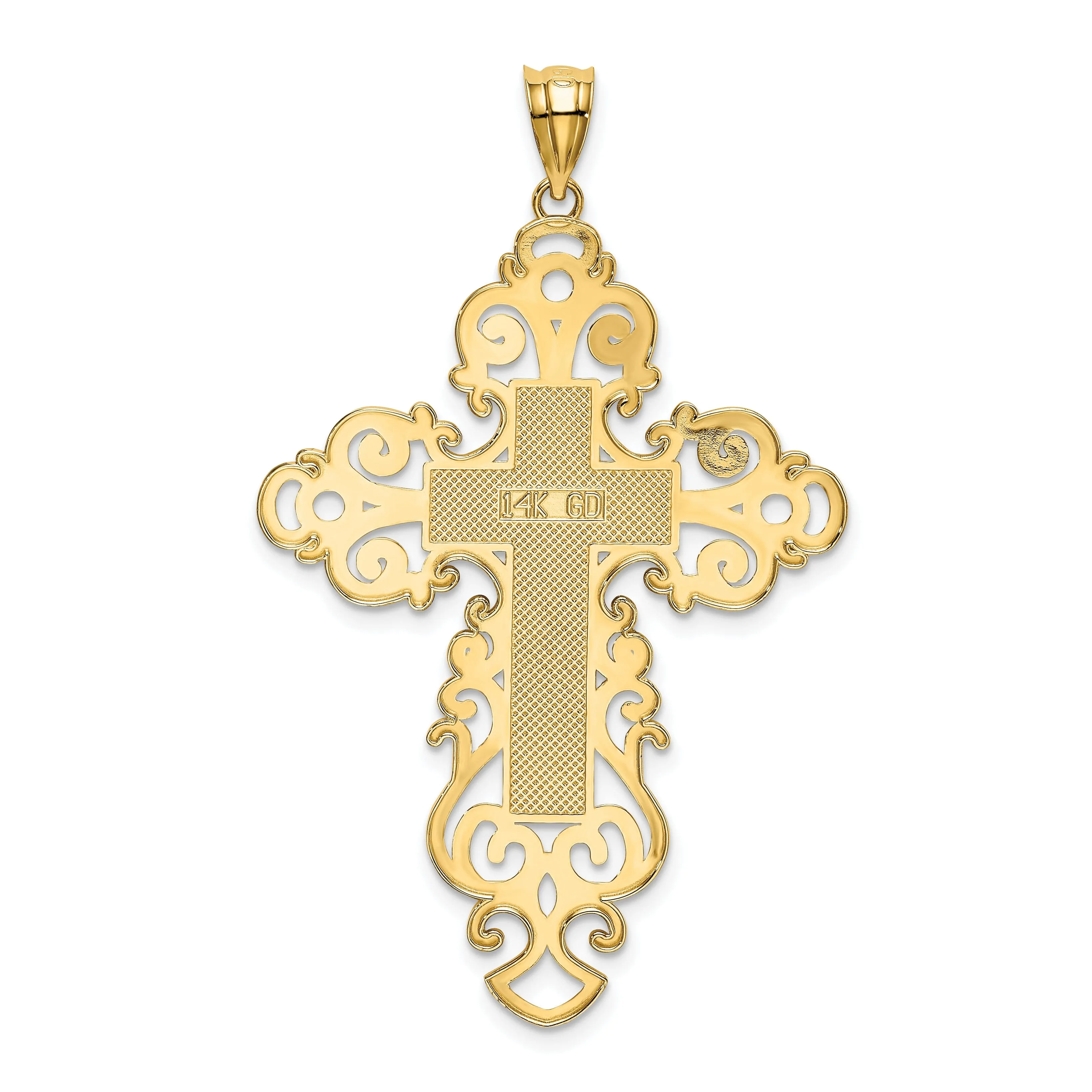 14k Yellow Gold Polished Fancy Cross Pendant