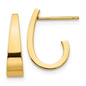 14k Yellow Gold Polished J Hoop Earrings