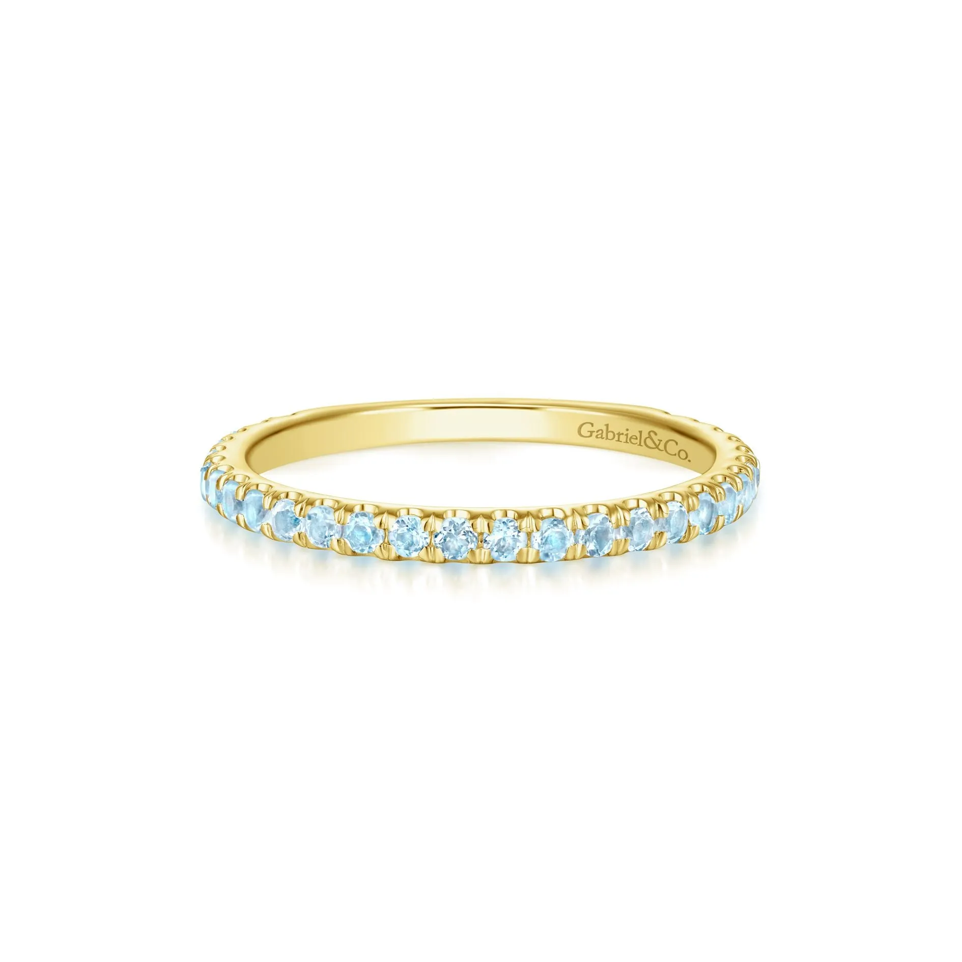 14K Yellow Gold Sky Blue Topaz Band