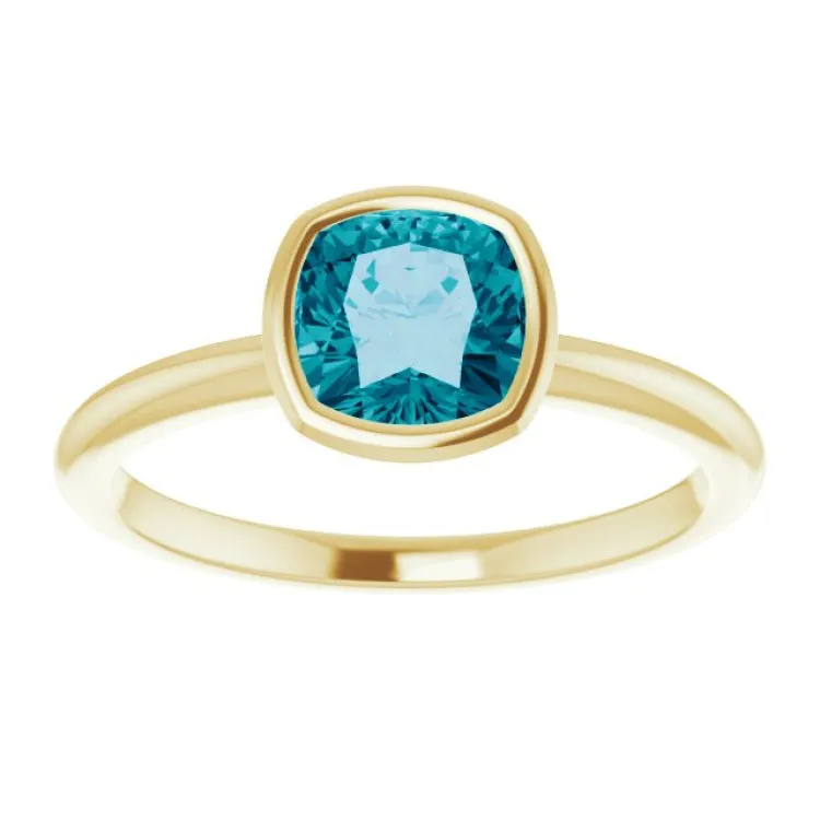 14K Yellow Natural London Blue Topaz Ring