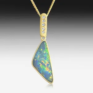 14kt Yellow Gold Black Opal Diamond pendant