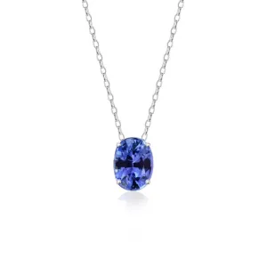 18CT White Gold Fine Quality Oval Sapphire Solitaire Pendant