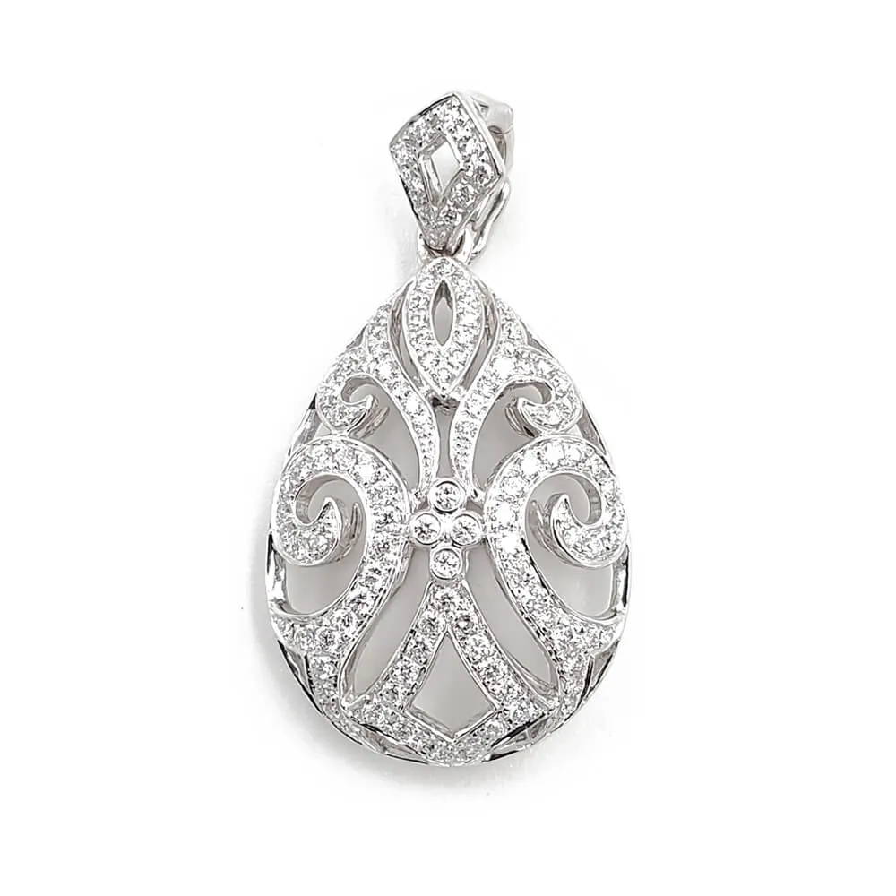 18K White Gold Diamond Bail Enhancer Pendant Necklace