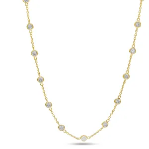 18K Yellow Gold Diamond Station Necklace