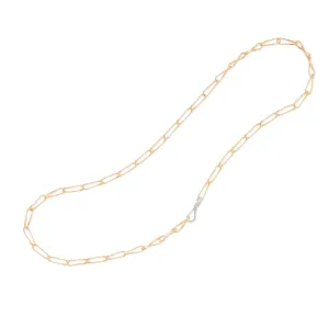 18K Yellow Gold Twisted Coil Link Lariat With Diamond Clasp