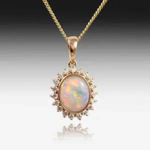 18kt Yellow Gold Opal and Diamond pendant