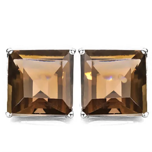 4.65 CT SMOKEY TOPAZ 925 STERLING SILVER EARRINGS STUD