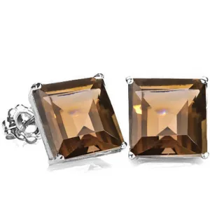 4.65 CT SMOKEY TOPAZ 925 STERLING SILVER EARRINGS STUD