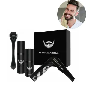 4pcs Bread Growth Kit Men Beard Care Set Hair Growth Enhancer Grooming Tool