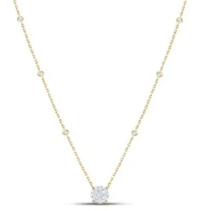 5/8CTW Diamond Fashion Cluster Ladies Necklace - 17" 14K Gold