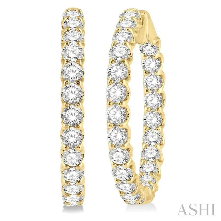 7 Ctw Inside-Out Round Cut Diamond Hoop Earrings in 14K Yellow Gold