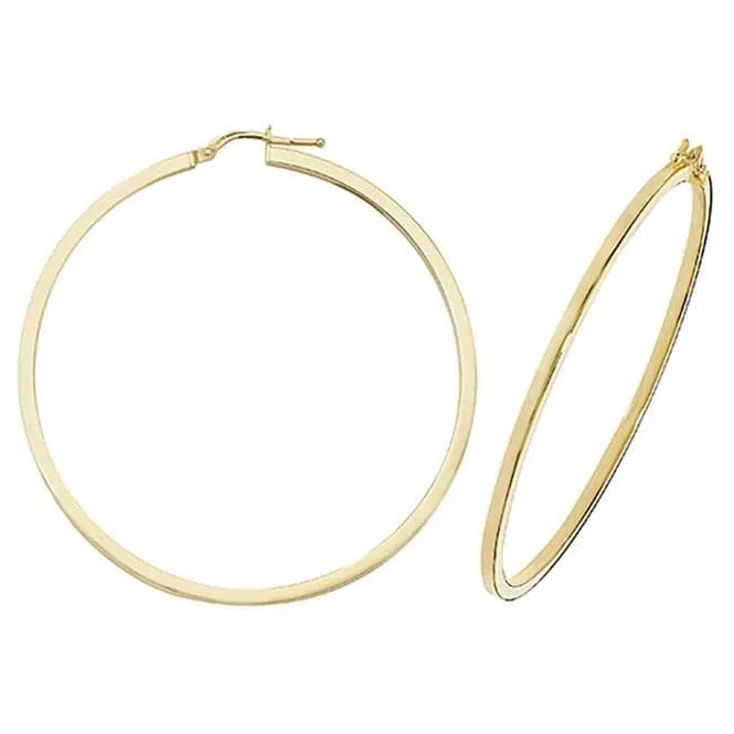 9ct Yellow Gold Oval Hoop Earrings ER947