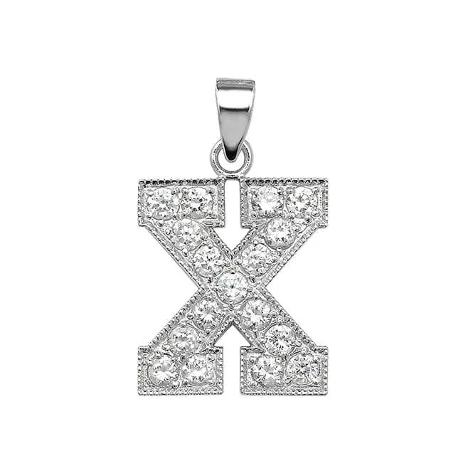 Acotis Silver Pendant Initial with Zirconia Detail G6126/X