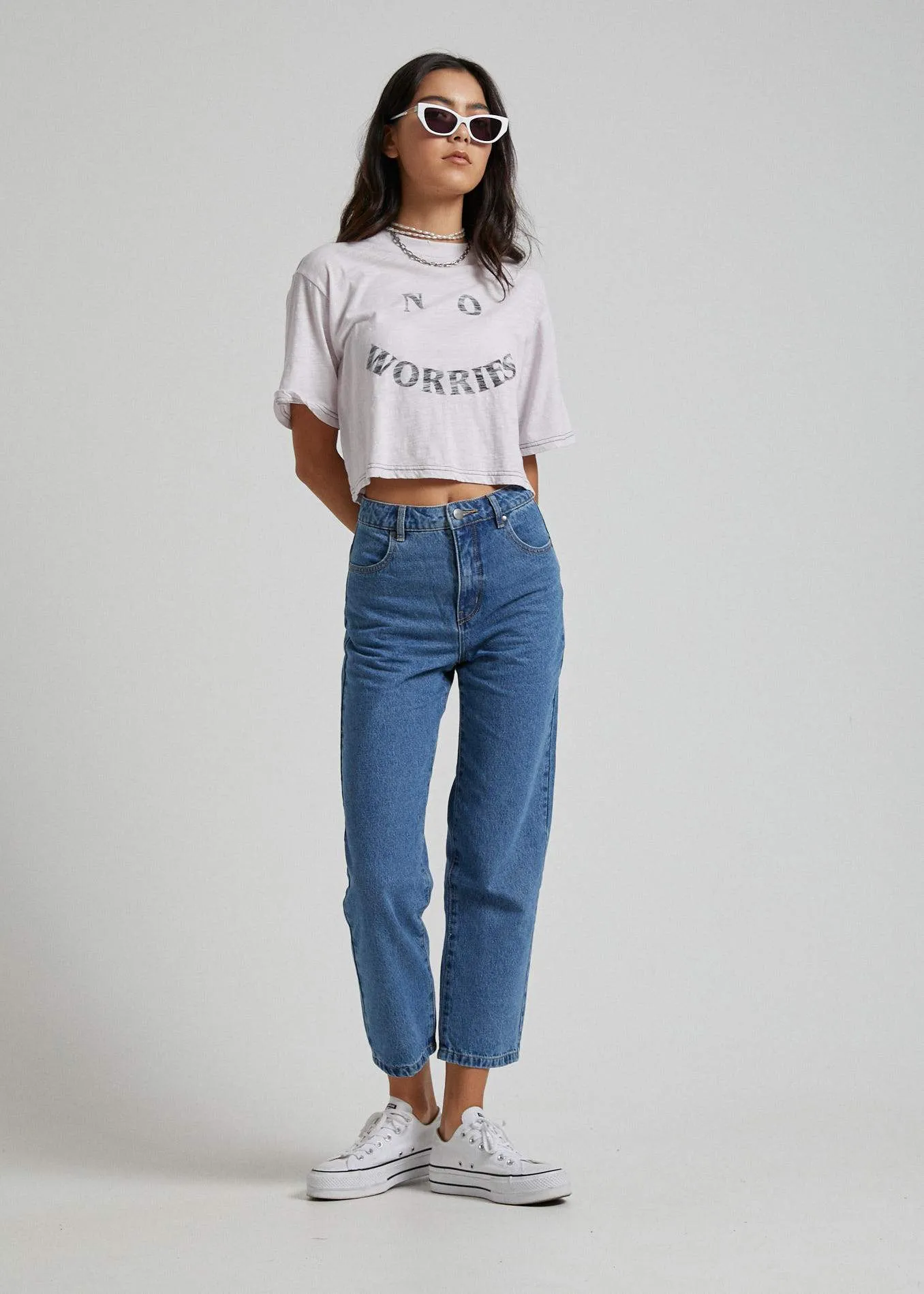 Afends Womens No Worries - Box Fit Tee - Lilac