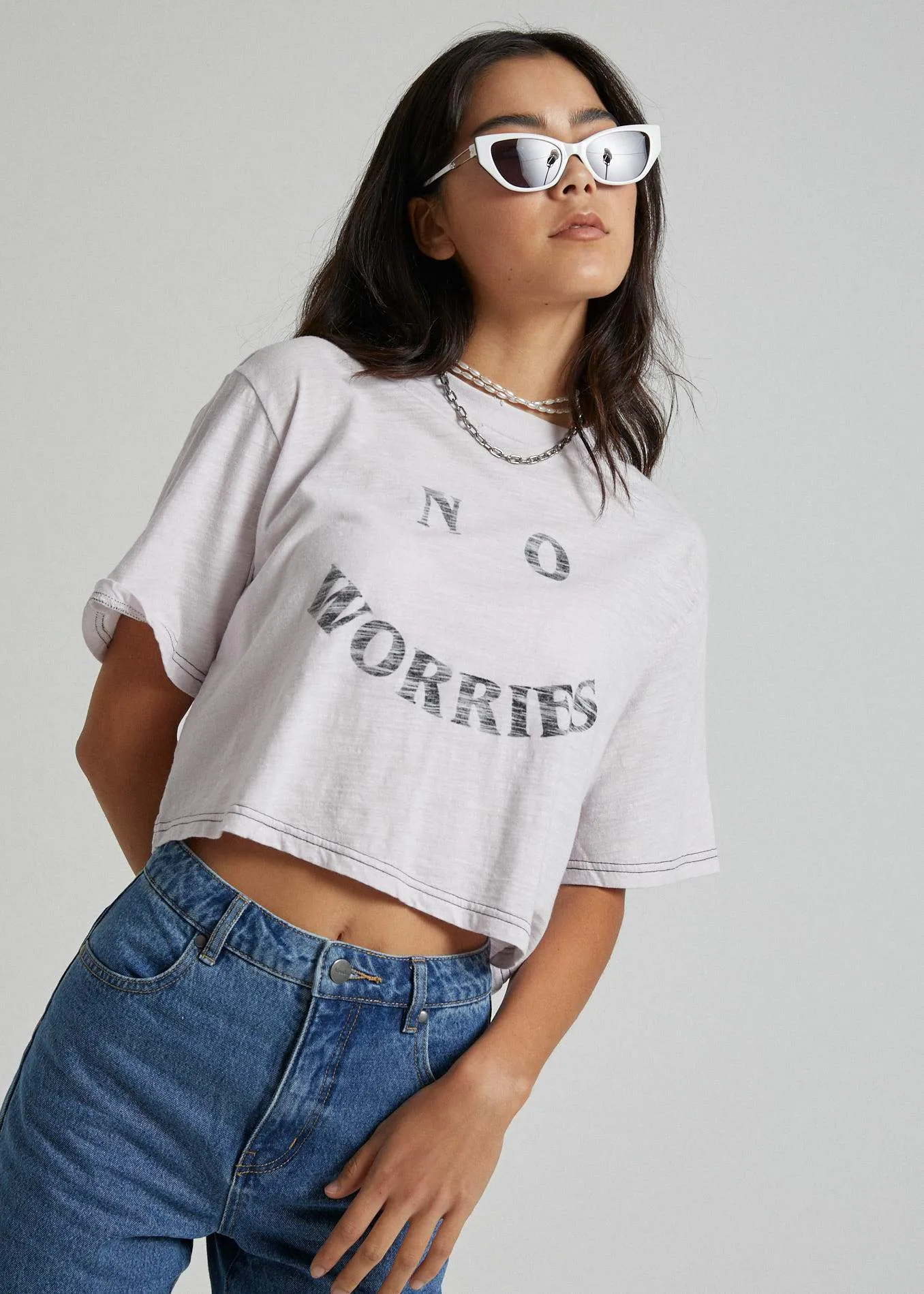 Afends Womens No Worries - Box Fit Tee - Lilac