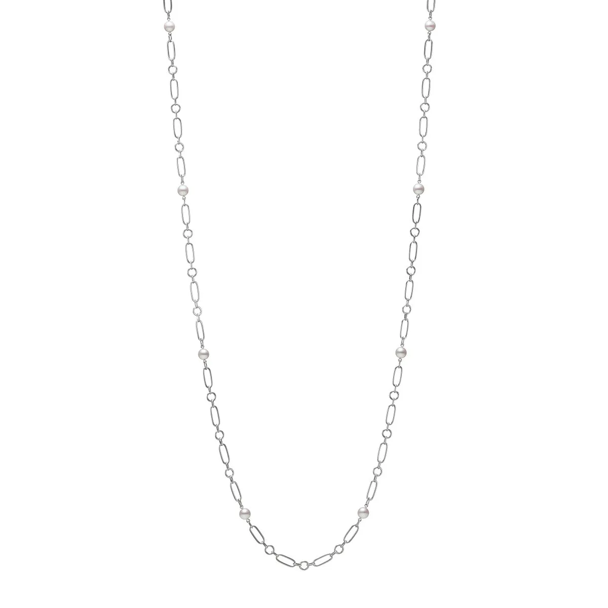 Akoya Cultured Pearl Necklace in 18K White Gold 32-Inch