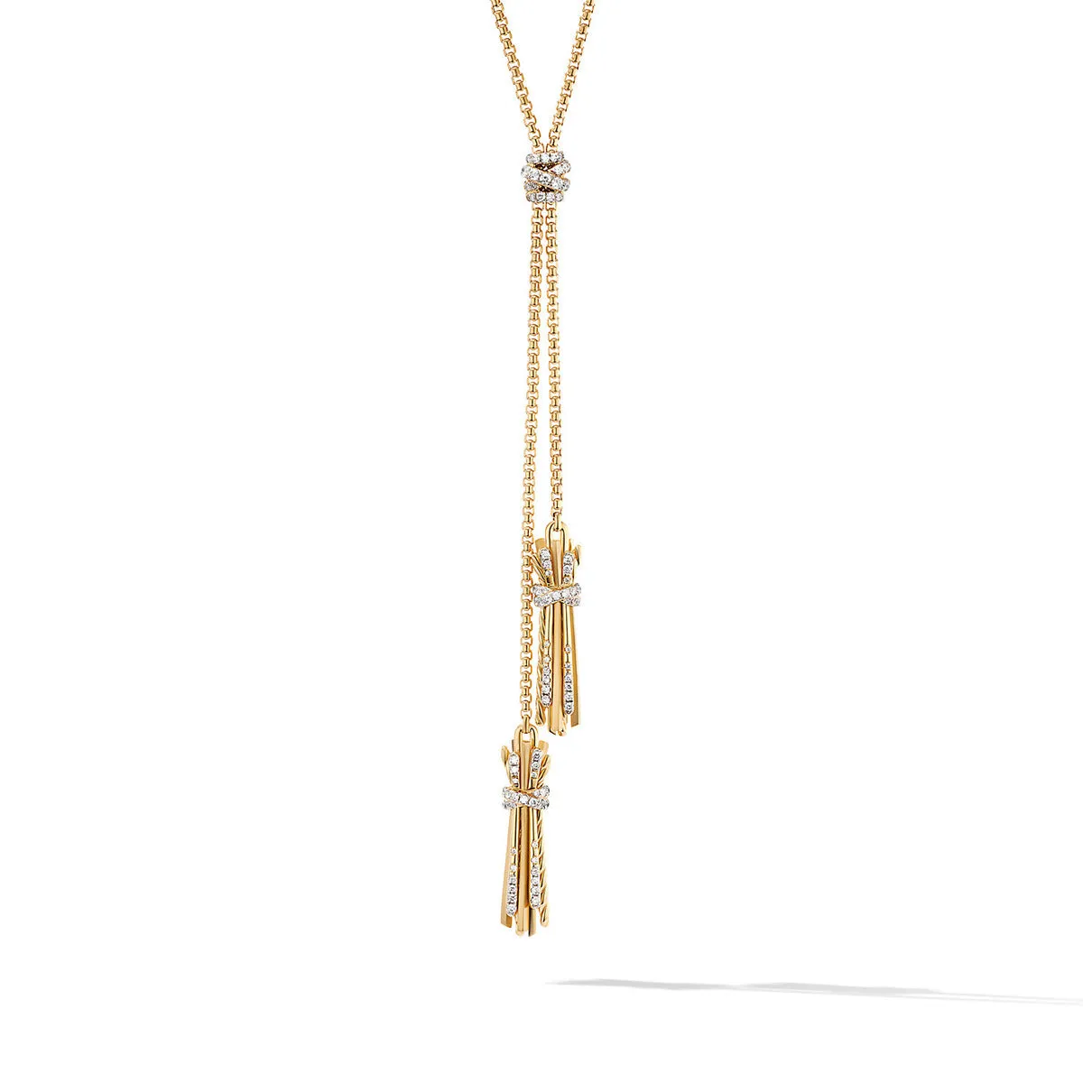 Angelika Tassel Necklace in 18K Yellow Gold with Pave Diamonds