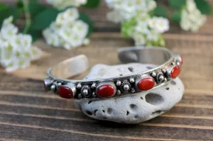 Antique Coral Stone Drop Cuff