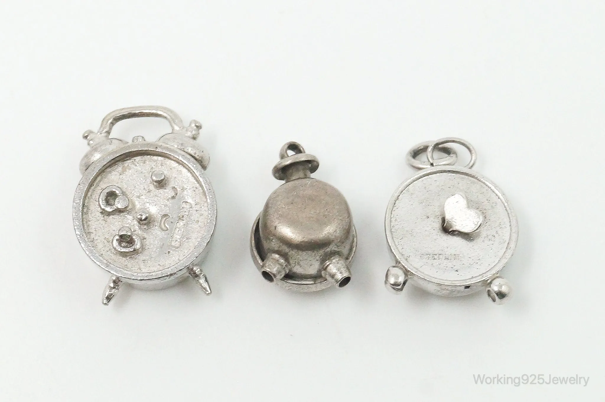 Antique Vintage Clocks Silver Charms Set Lot