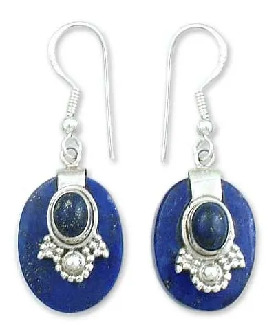 Artisan Jewelry Lapis Lazuli and Sterling Silver Earrings - Constellations | NOVICA