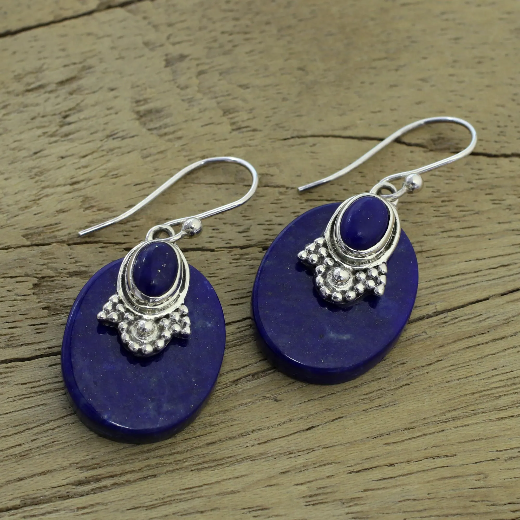 Artisan Jewelry Lapis Lazuli and Sterling Silver Earrings - Constellations | NOVICA