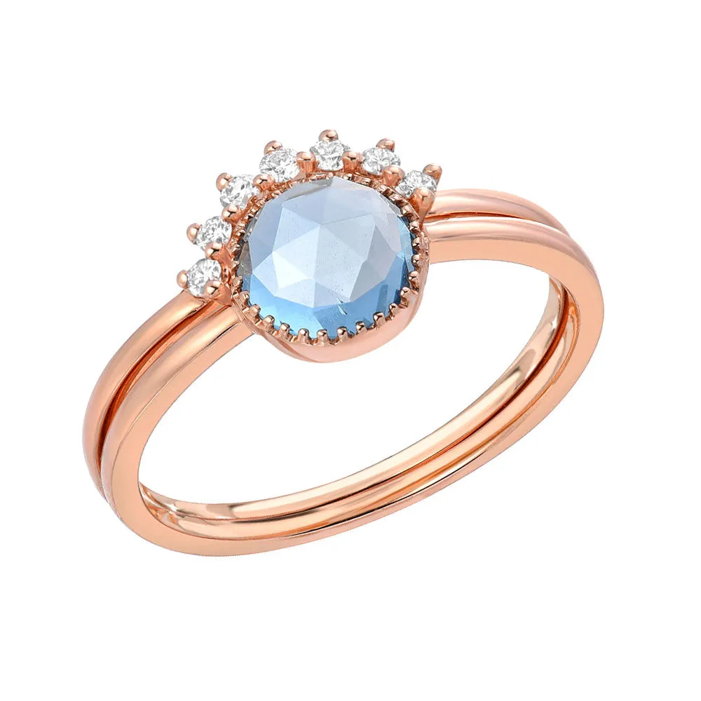 Aura Two-Ring Set With 5.0mm Bezel Set London Blue Topaz