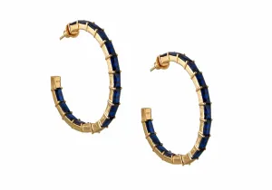 Baguette Hoop Earrings Blue