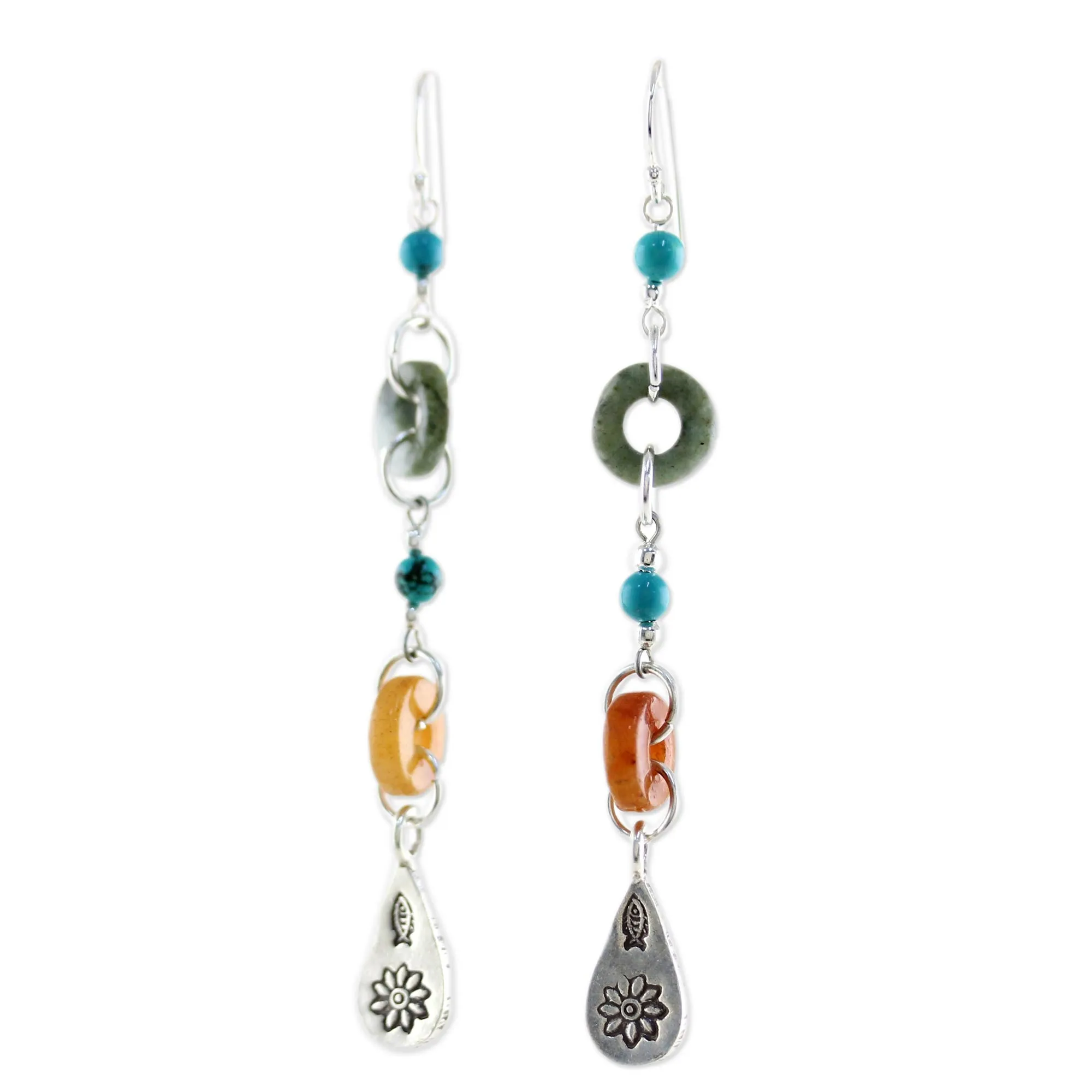 Beaded Dangle Earrings with Jade and Hill Tribe Silver - Hill Tribe Adventure | NOVICA